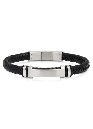 Ace of Spades Black Bracelet with Plate Leather/Steel SSLB-115