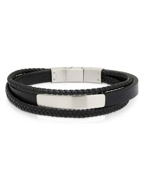 Ace of Spades Black Bracelet with Plate Leather/Steel SSLB-116