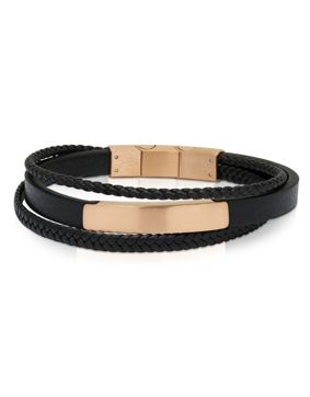 Ace of Spades Black Bracelet with Plate Leather/Steel SSLB-116RG