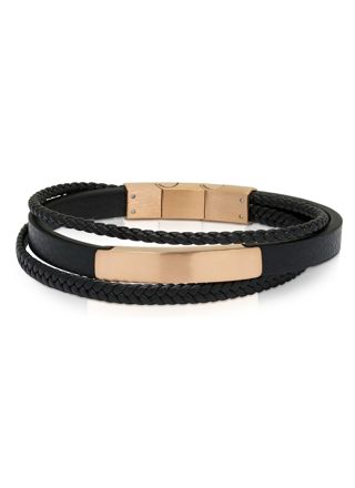 Ace of Spades Black Bracelet with Plate Leather/Steel SSLB-116RG