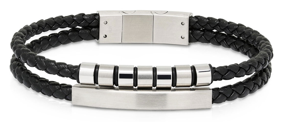 Ace of Spades Black Bracelet with Plate Leather/Steel SSLB-117