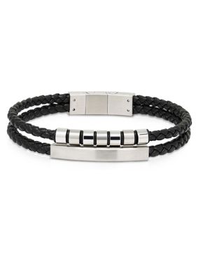 Ace of Spades Black Bracelet with Plate Leather/Steel SSLB-117