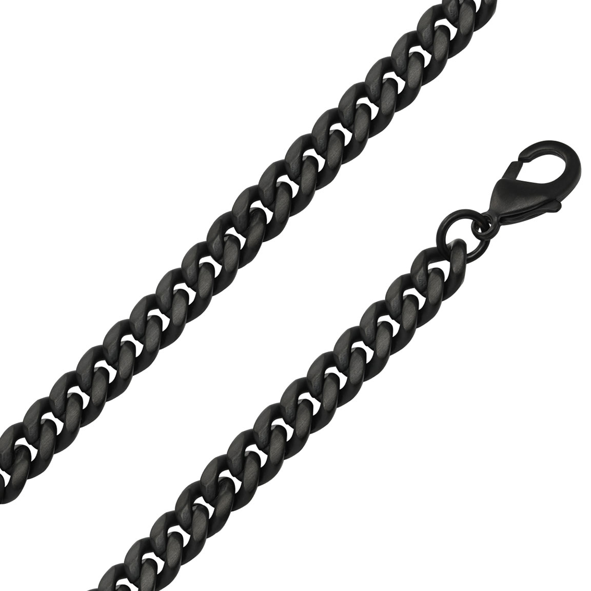 Ace of Spades Black Brushed Curb Chain Necklace Miami Cuban 8 mm SSN-8405-8BK