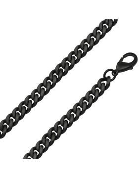 Ace of Spades Black Brushed Curb Chain Necklace Miami Cuban 8 mm SSN-8405-8BK