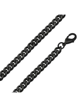 Ace of Spades Black Brushed Curb Chain Necklace Miami Cuban 8 mm SSN-8405-8BK
