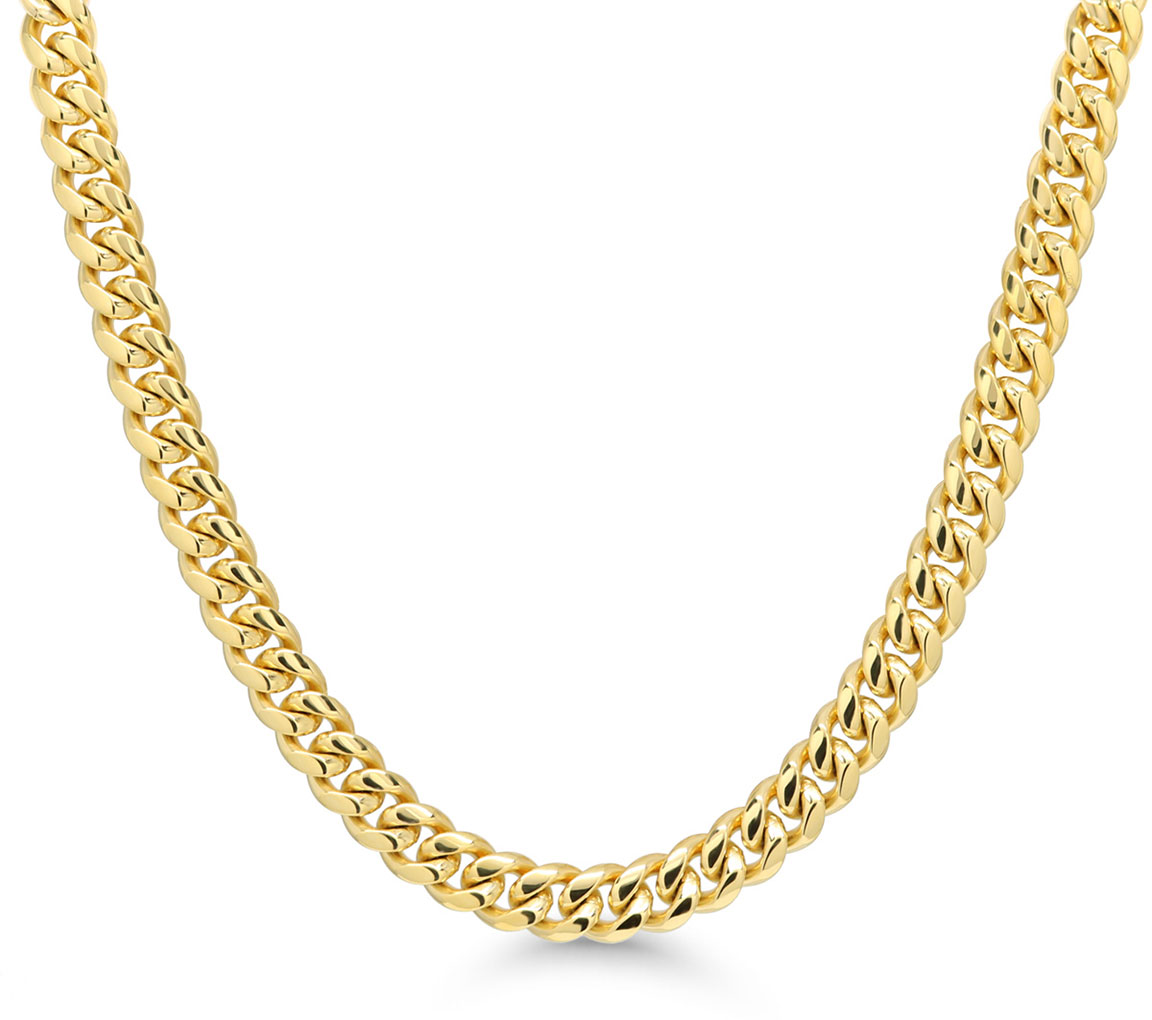 Ace of Spades IP Gold Curb Chain Necklace Miami Cuban 8 mm SSN-8405-8GP