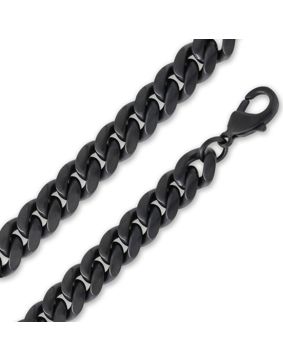 Ace of Spades Black Curb Chain Necklace Miami Cuban 10 mm SSN-8405BK