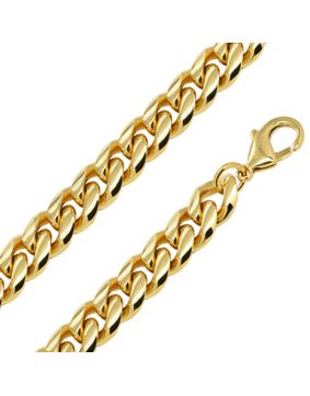 Ace of Spades IP Gold Curb Chain Necklace Miami Cuban 10 mm SSN-8405GP