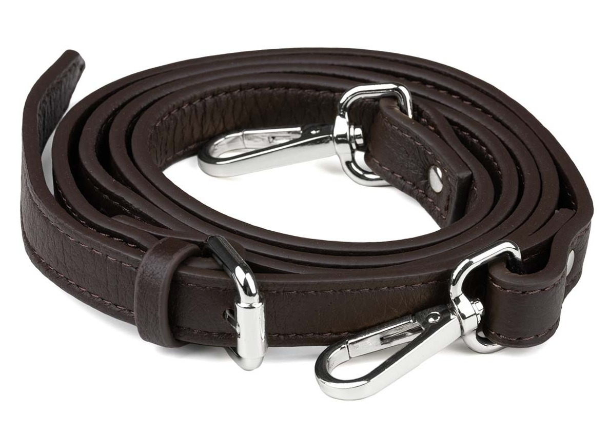 Aarni moose leather purse strap dark brown/silver