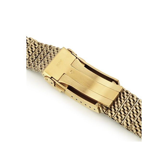 MiLTAT Curved End Massy Mesh-steelbracelet Seiko Gold Turtle SRPD