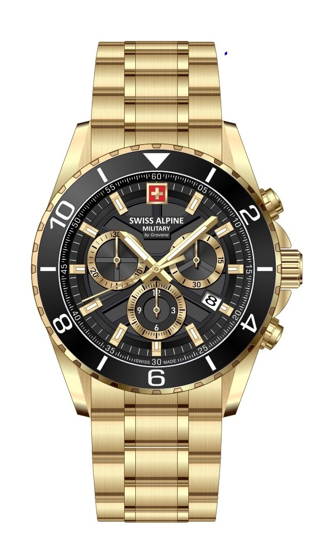 Swiss Alpine Military Sentinel Chronograph Gold Black 7073.9117