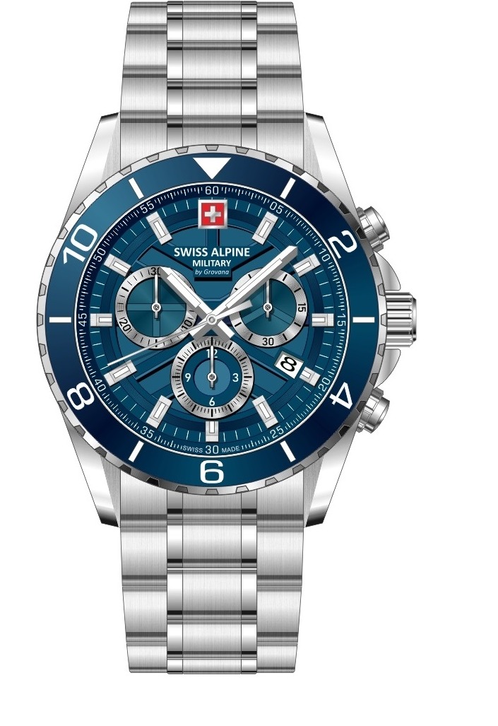 Swiss Alpine Military Sentinel Chronograph Silver Blue 7073.9135 watchesonline