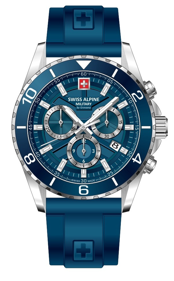 Swiss alpine military black silicone chronograph watch sale