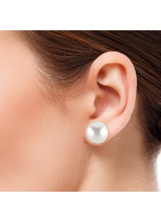 Silver earrings round 10mm white pearl SYP-10mm-valk
