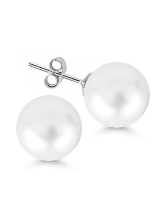 Silver earrings round 12mm white pearl SYP-12mm-valk