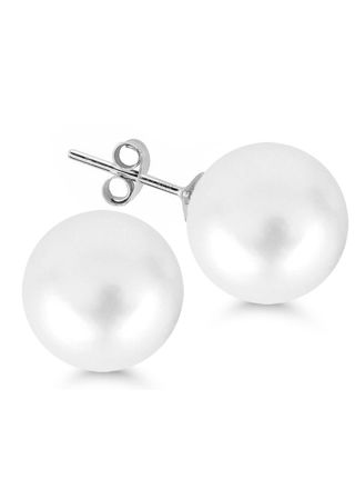 Silver earrings round 14mm white pearl SYP-14mm-valk