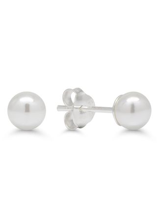 Silver earrings round 5mm white pearl SYP-5mm-valk