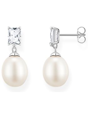 Thomas Sabo Pearls and Chains Pearl with white stones silver pearl earrings H2241-167-14