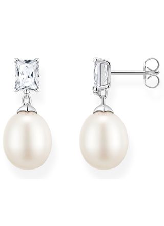 Thomas Sabo Pearls and Chains Pearl with white stones silver pearl earrings H2241-167-14