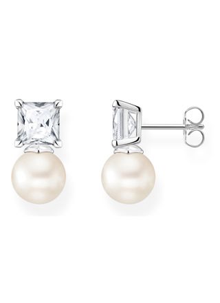 Thomas Sabo Pearls and chains Pearl with white stones silver pearl earrings H2248-167-14