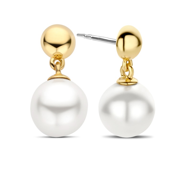 TI SENTO gold-plated pearl earrings 7912YP
