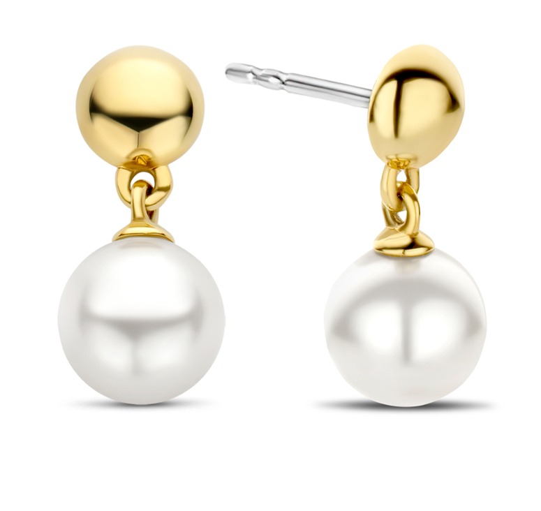 TI SENTO gold-plated pearl earrings 7913YP