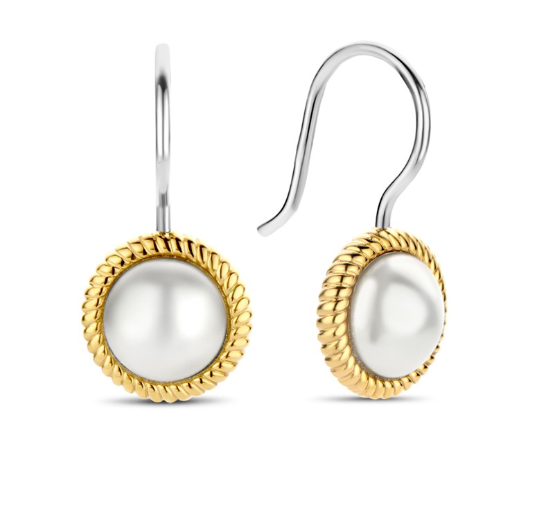 TI SENTO gold-plated pearl earrings 7924YP