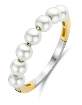 TI SENTO gold-plated silver pearl ring 12284YP/54
