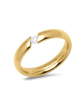 Bosie PVD gold plated titanium ring with cubic zirconia TICMPVD-015KKZ/4