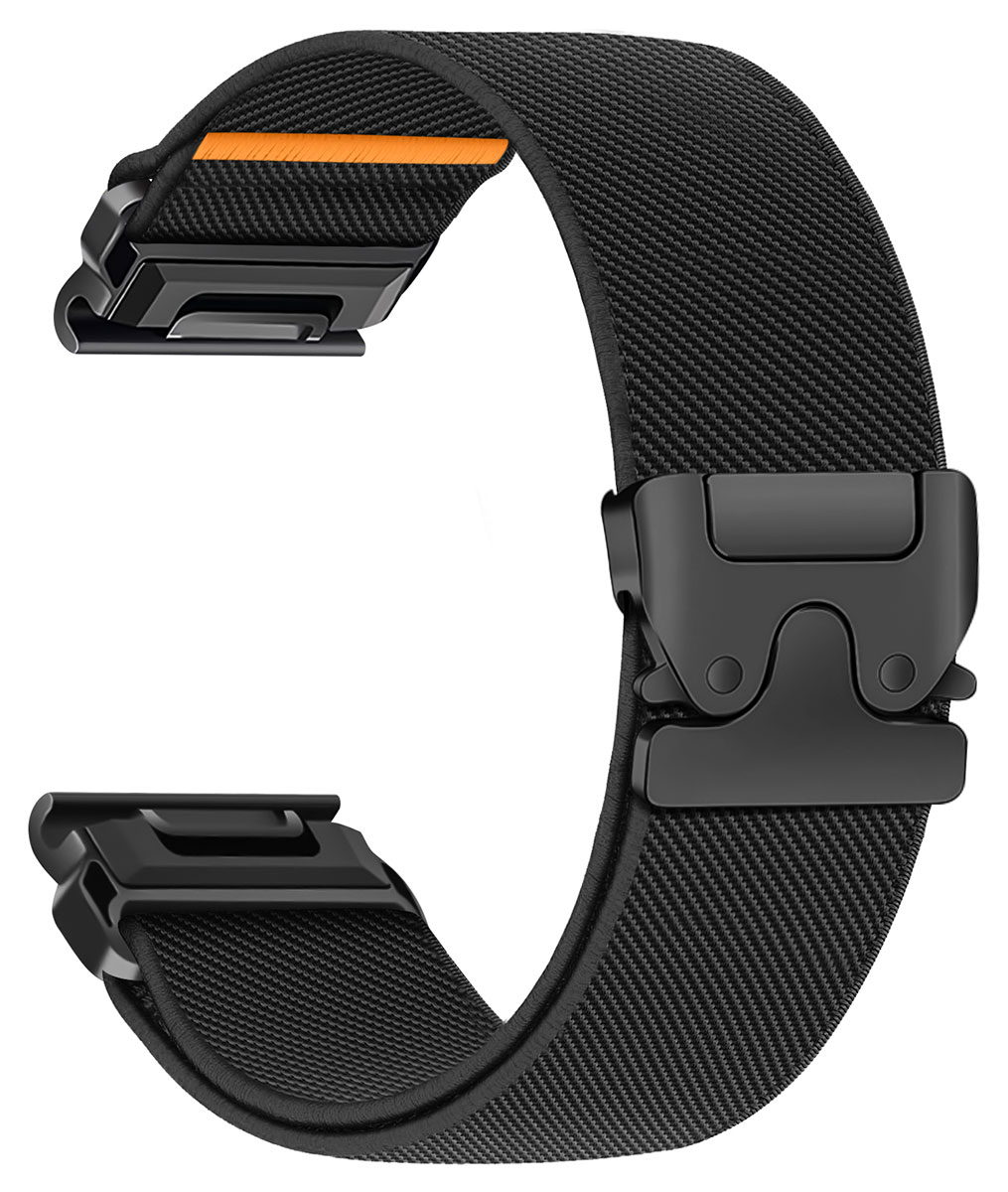 Tiera Garmin elastic nylon strap with quick release black 22 mm