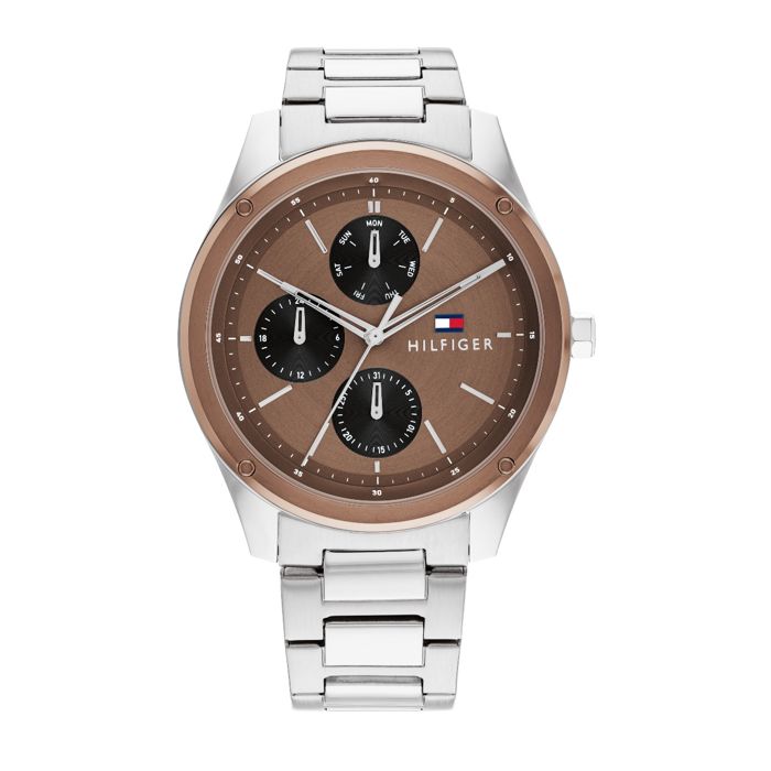 Tommy Hilfiger Men's Stainless Steel Quartz Watch with Leather Strap,  Brown, Quartz Watch : : Clothing, Shoes & Accessories