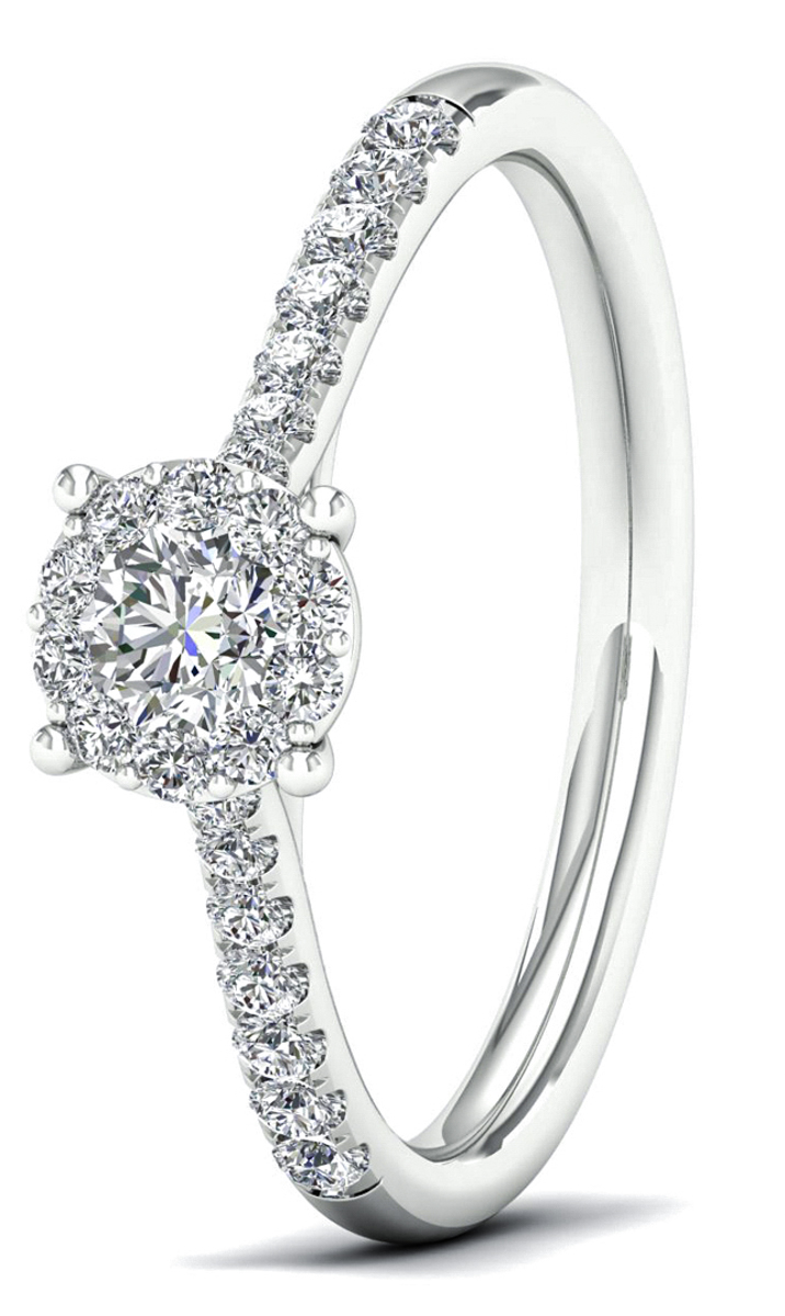 Lykka Elegance cluster halo diamond ring white gold 0,25 ct