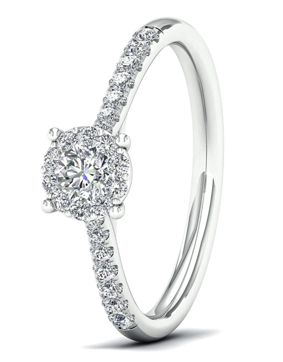 Lykken Elegance cluster halo diamond ring white gold 0,25 ct