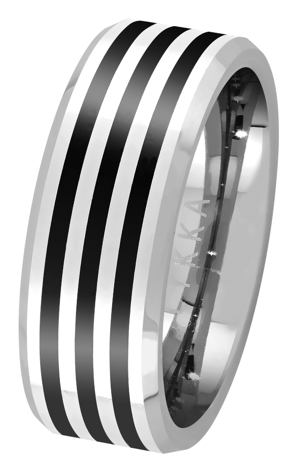 Two-tone tungsten ring straight-edge 8 mm