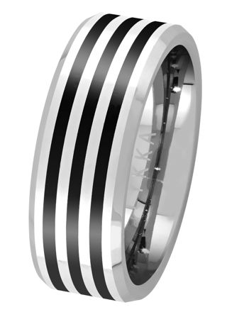 Lykka Strong two-tone tungsten ring straight-edge 8 mm
