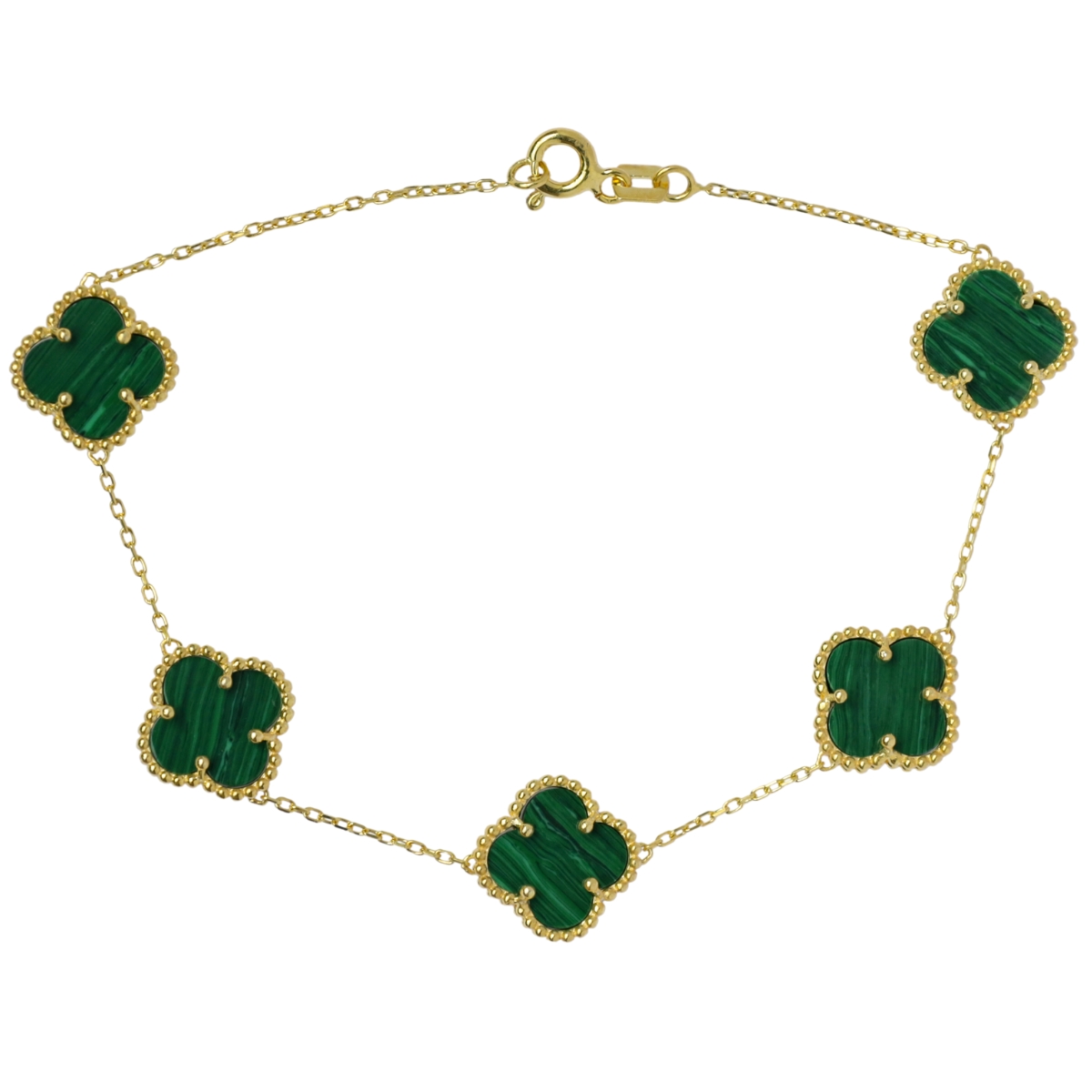 Lykka Symbols Four-leaf clover goldplated green silver bracelet 17+3cm 