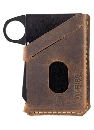 GRIP6 Brown Leather Ninja Card Holder