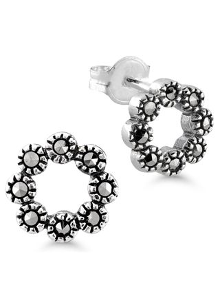 Silver earrings round marcasite WE-22999