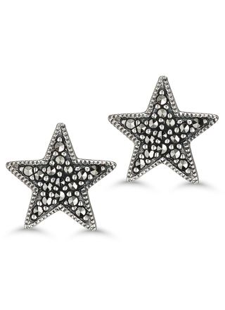 Silver earrings star marcasite WE-23820