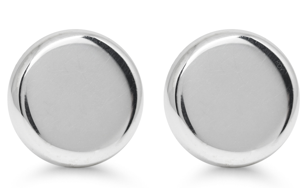 Silver earrings plate round WE-32430