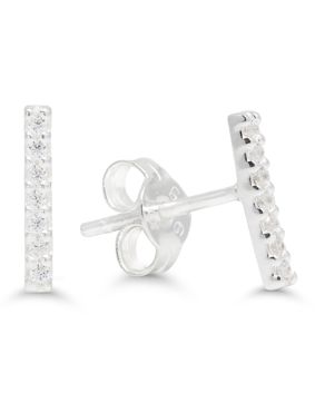 Silver earrings beam clear zircon WE-64275Z