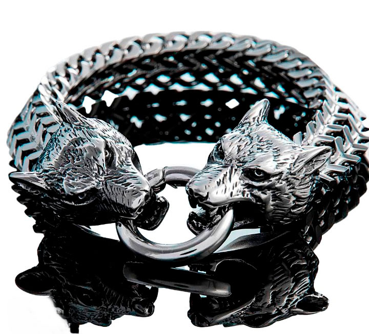 Steel Wolf Head Bracelet – Wild Saints Co.
