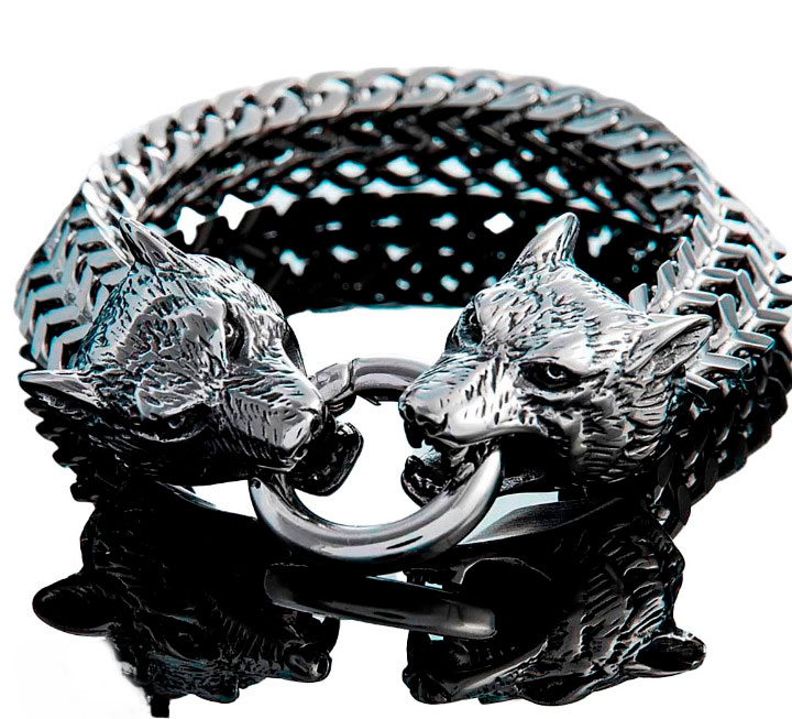 Northern Viking Jewelry NVJRA007 Bracelet Steel Wolf Head