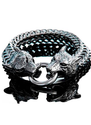Northern Viking Jewelry NVJRA007 Bracelet Steel Wolf Head