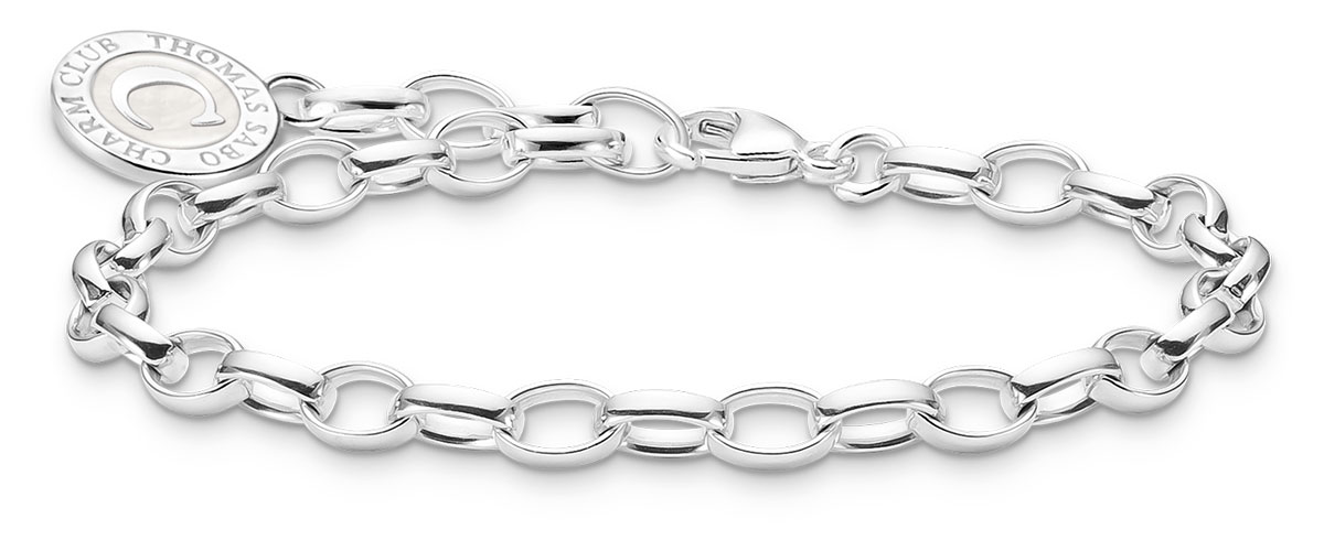 Thomas Sabo Charm Club Charmista shimmering white enamel silver charm bracelet X0287-007-21