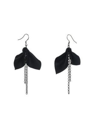 Hopeapuro Made by Anette Ahokas Moth black, chain earrings