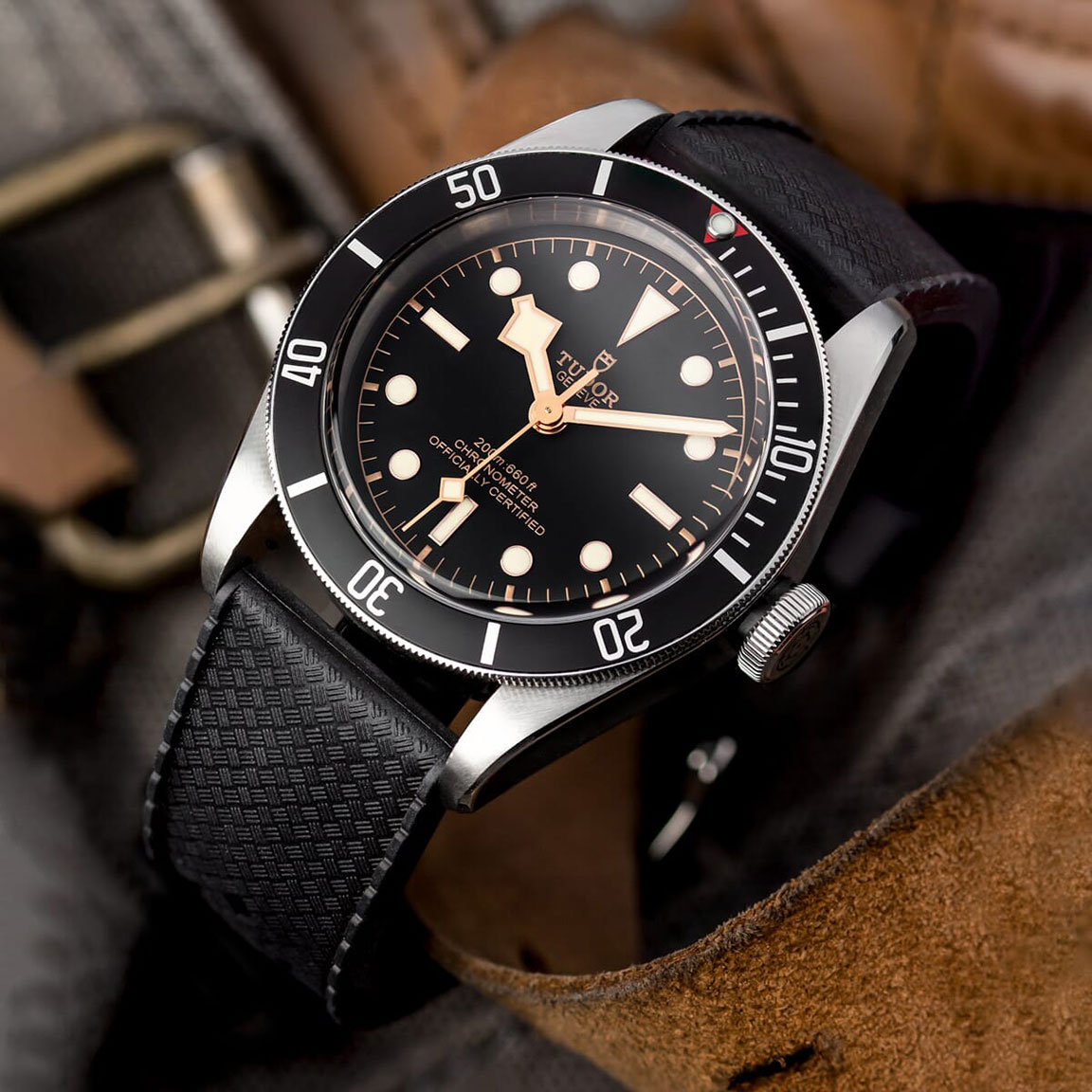 Geckota ZULUDIVER Tropical Rubber Black Brushed silicone strap watchesonline