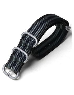 Tiera james Bond ZULU-strap - brushed silver buckle and loops