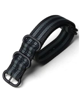 Tiera james Bond ZULU-strap - black PVD buckle and loops