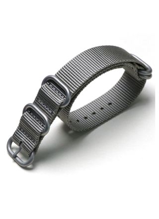 Tiera gray ZULU-strap - brushed silver buckle and loops